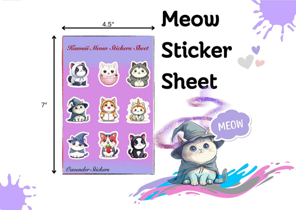 Kawaii Cat Sticker Sheet