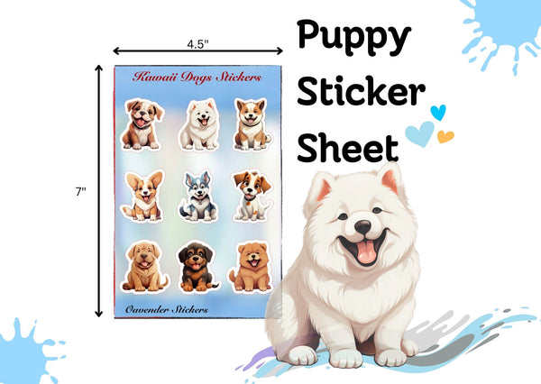 Kawaii Puppy Sticker Sheet