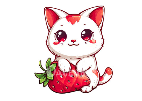 Strawberry Kitty Cat Sticker
