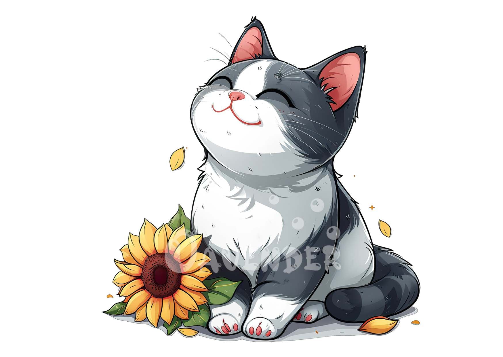 Sunflower Cat Vinyl Sticker