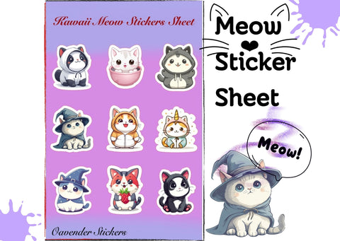 Kawaii Cat Sticker Sheet